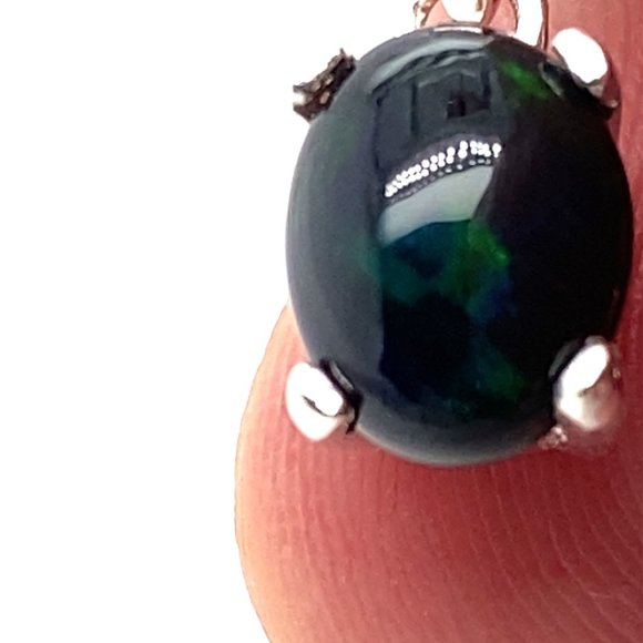 Blue Opal 1.11ct Platinum Finish Silver Pendant - Picture 3 of 8